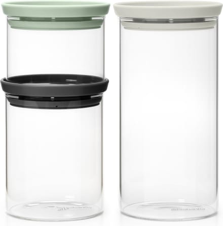 Brabantia Voorraadpotten - Stapelbaar - 0,3 & 0,6 & 1,1 l - Glas