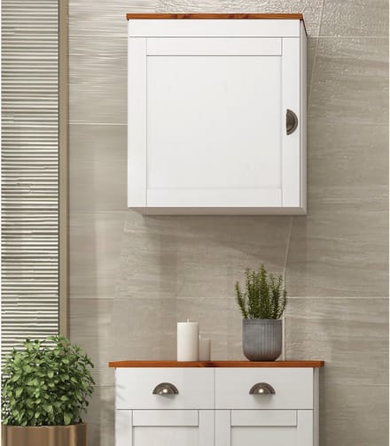 Toscana-Wandkast - 1-Deur - Wit/Honing