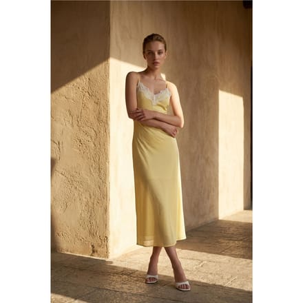 Dames Polka Dot Chiffon Maxi Jurk