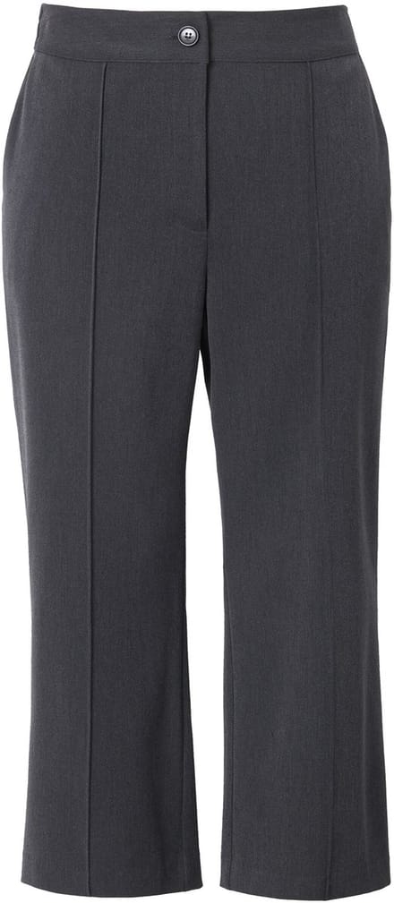 Ulla Popken - Dames - Culotte wijde pijpen elastische tailleband viscose-stretch - Antraciet melange - Maat 52