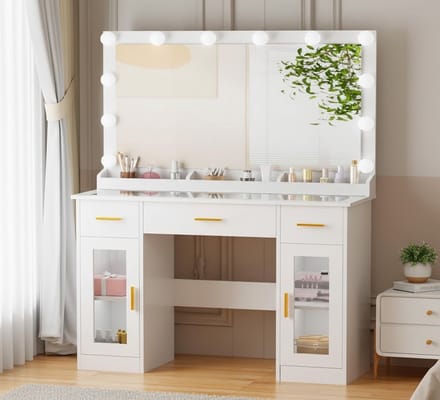 Kaptafel met LED Spiegel - Laden - 110x40x140 cm - Novihome