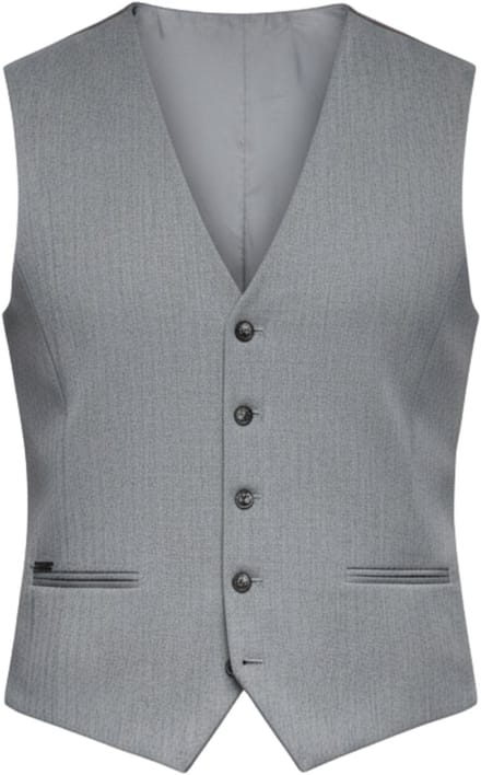 OMBRE Gilet - Slim Fit - Knopen - Visgraat Grijs M