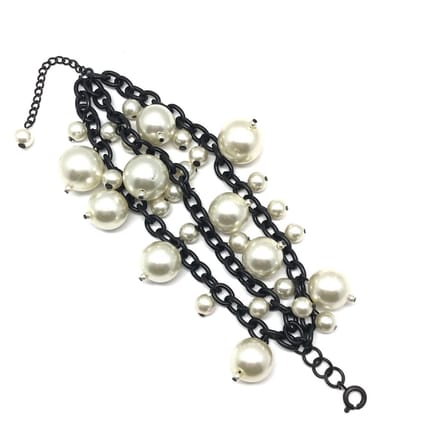 Behave Armband - parelarmband - zwart - wit - parels - 18 cm