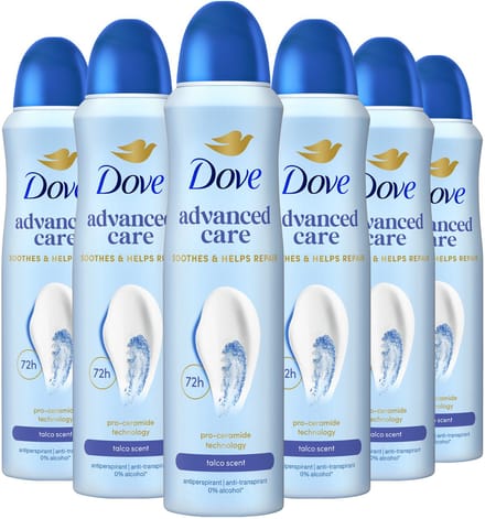 Dove - Anti-Transpirant Deodorant Spray - Advanced Care - Talco - 6 x 150 ml