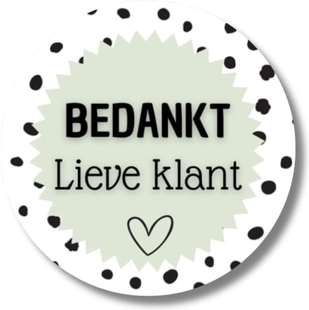 Sticker - Bedankt lieve klant - 20 stickers - 4 cm - Glossy