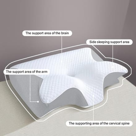 kussen, ergonomisch nekkussen, ontspannend slaapnekkussen, nieuw type traagschuim langzaam terugverend nekkussen gray