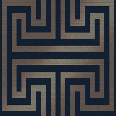 Next vliesbehang Metallic Greek Key blauw 10mx52cm