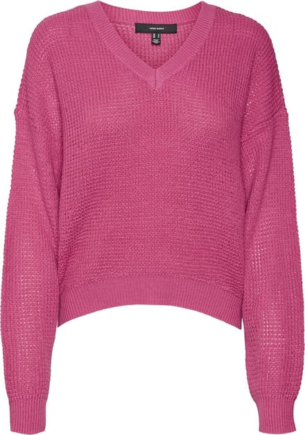 VERO MODA VMLEANNA LS V-NECK SHORT PULLOVER GA BOO Dames Trui - Maat XS