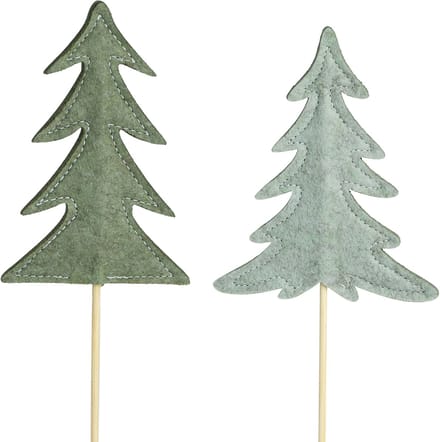 Bloemplug viltdecoratie groene kerstboom 11x3,5cm 6 st, 6 Stück