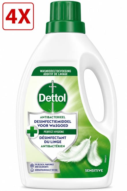 4 x Dettol - Toevoeging bij de was - Sensitive - 1,5L