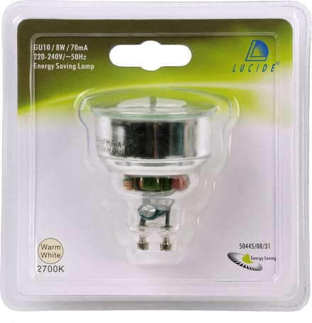 Lucide CFL BULB - Spaarlamp - Ø 5 cm - GU10 - 1x8W 2700K - Wit