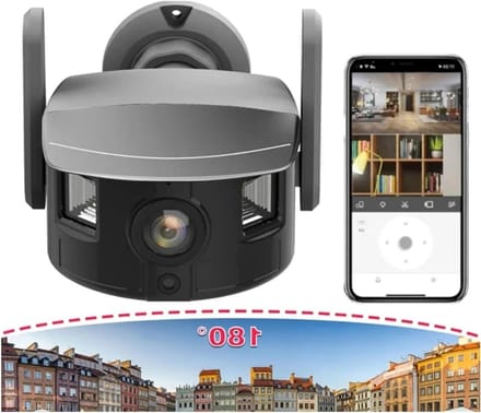Beveiligingscamera Buiten - WIFI Camera PTZ - Huis Beveiligen - Dubbel Scherm - 5MP - Wit