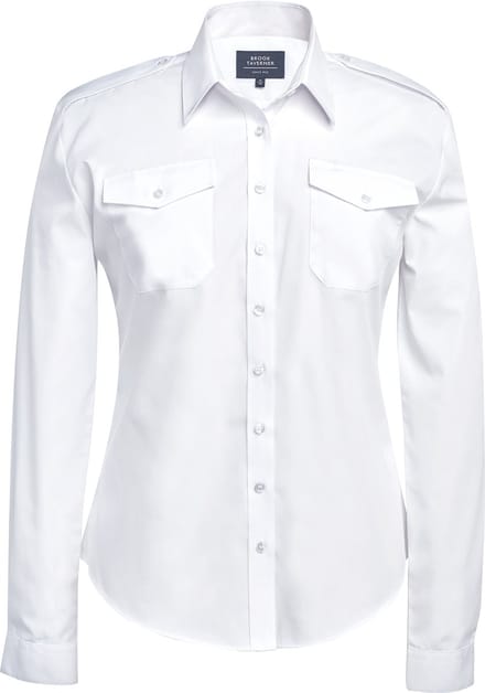 Brook Taverner Dames pilotenblouse met lange mouwen BT2394 - White - 40 EU (12 UK)