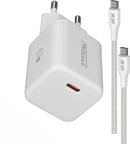 Snellader USB C 67W 1 Meter Nylon Oplader Wit