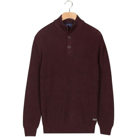 Baileys Trui Half Zip And Buttons Mouliné Rib Structure Deep Mauve / male