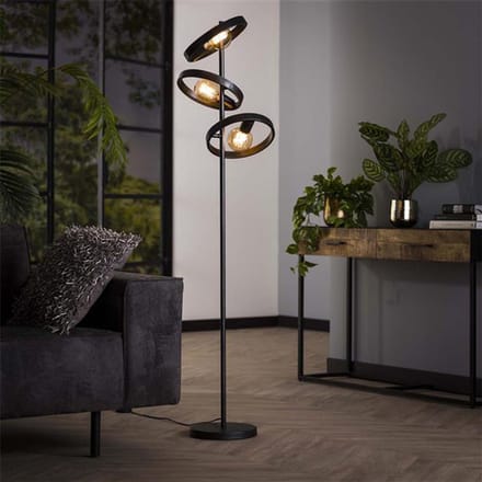 3-lichts Industriële Vloerlamp Otan Metaal