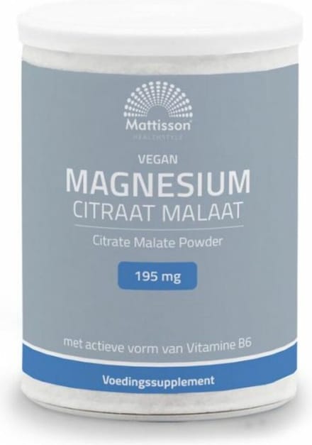 Mattisson Magnesium Citraat Malaat Poeder - 2 x 125 gr - Voordeelverpakking