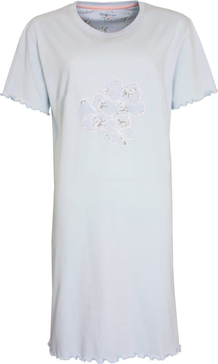 Tenderness Dames Nachthemd - Katoen - Korte Mouwen - Licht Blauw - Maat M