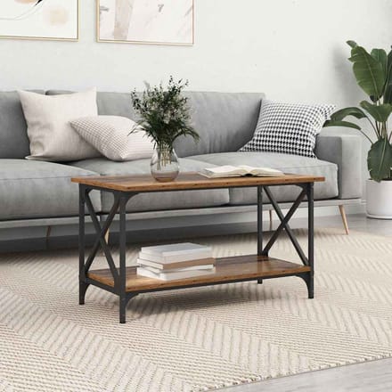 vidaXL - Salontafel - Oud - hout - 80 - x - 45 - x - 45.5 - cm - Bewerkt - hout