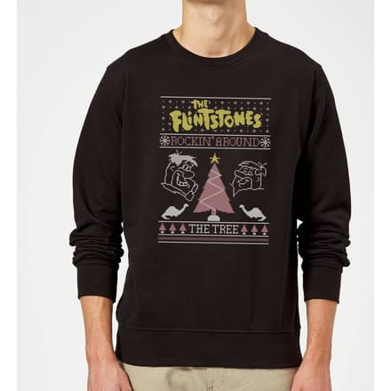 Flintstones Rockin Around The Tree Christmas Jumper - Black - S