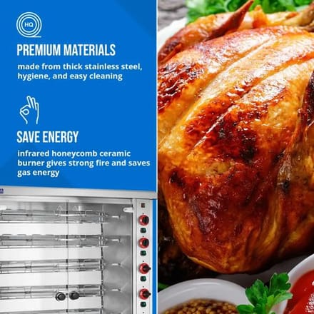 Royal Catering RCGCG-40 Serie - Gaskippengrill - 40 kW - 8 Spitsen - Roestvrij Staal