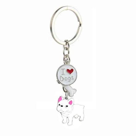 Allecto - Hondensleutelhanger - Schattige metalen sleutelhanger - Wit