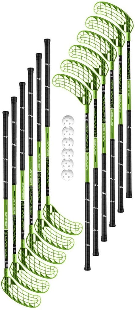 Floorball Set Unihoc Winner Flex 12 Sticks + 6 Ballen