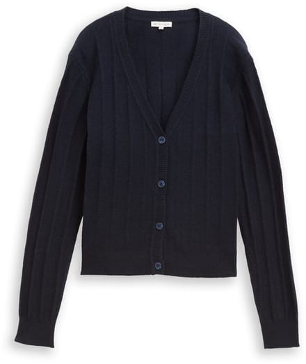 Tom Tailor - Geribbelde cardigan met wol - Maat XXL - sky captain blue
