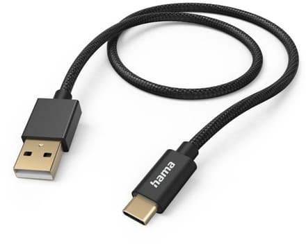 USB 2.0 A naar USB C Oplaadstekker - 1,5 m Nylon Zwart (480 Mbit/s, 3A)