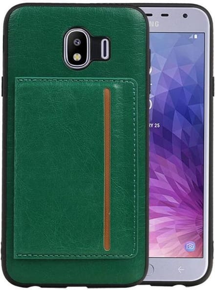 Groen Staand Back Cover 1 Pasjes voor Samsung Galaxy J4