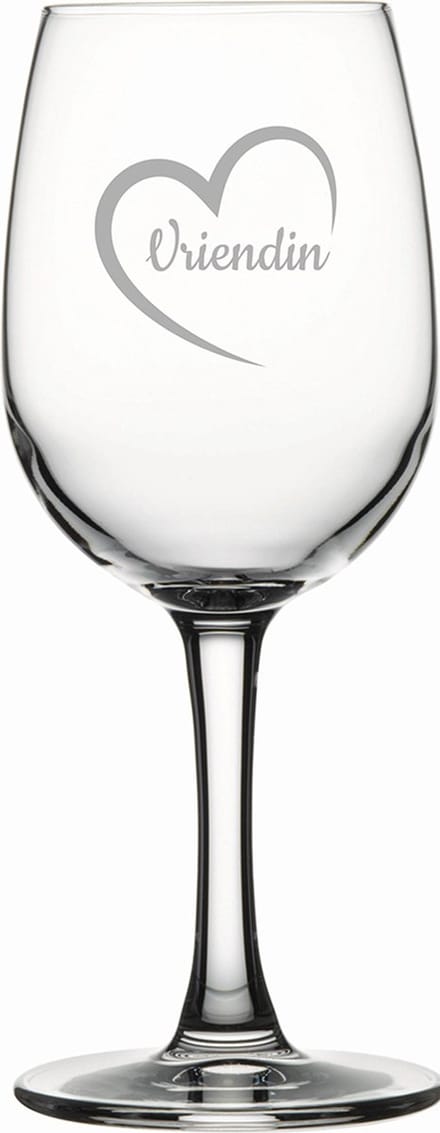 Gegraveerde witte wijnglas 26cl Vriendin met hartje