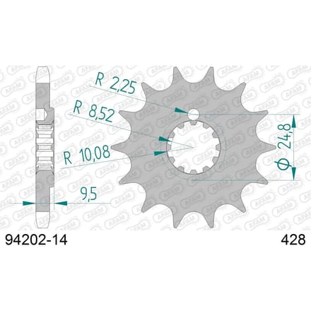 Stalen motortandwiel voor Afam 428 14 dents