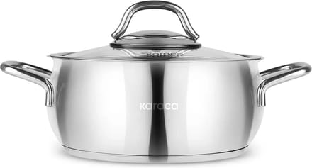 Karaca Emirgan - Roestvrijstalen Pan - met Deksel - 18cm - Zilver