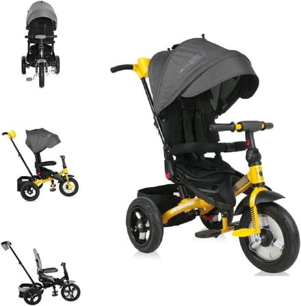 Driewieler - Loopfiets - Buiten spelen - Luchtbanden - 120 cm lang - Zwart Geel