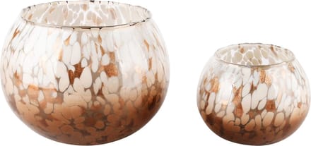 Dekoratief | Set 2 theelichthouders 'Blurred Bronze', glas, 18x18x14cm | A248019