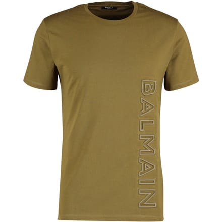 Balmain merk reliëflogo kakigroen T-shirt