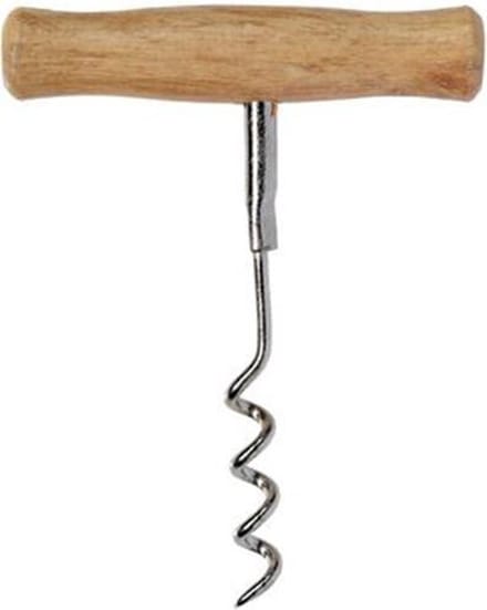Metalen kurkentrekker met houten handvat