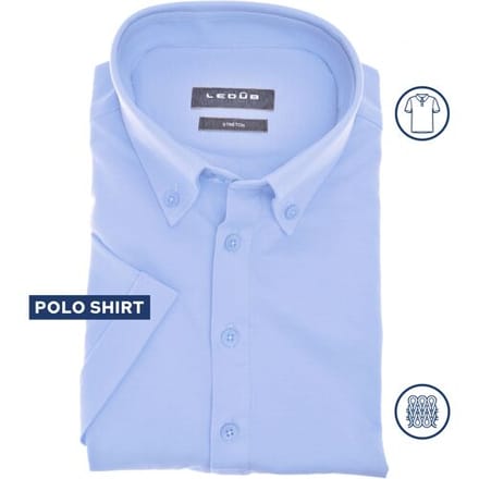 Ledûb Polo Breezy Buttoned Basic Midden Blauw / male