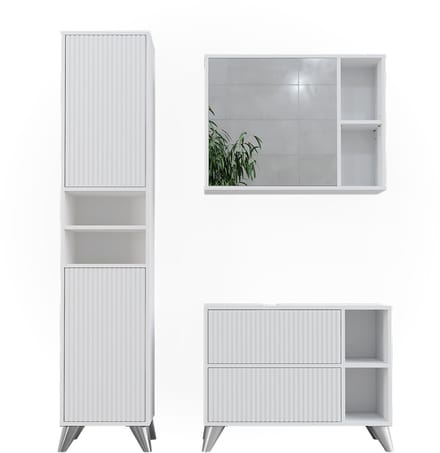 Vicco Badkamermeubelset Leano, Wit, 3-delig