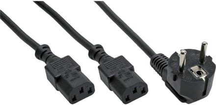 Netsnoer (C13) splitter VDE 2 meter Zwart