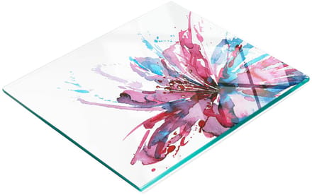 Glazen serveerplank met abstracte bloemenprint, 60x52 cm