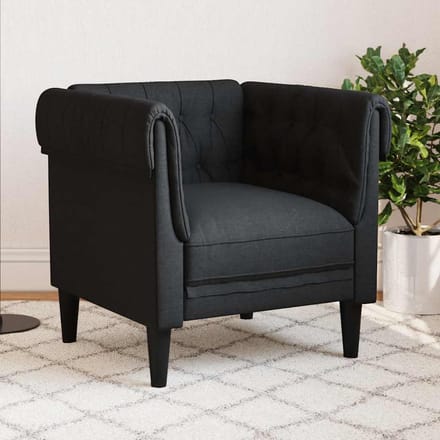 Vidaxl Fauteuil Chesterfield, Zwart, Bekleed met Stof