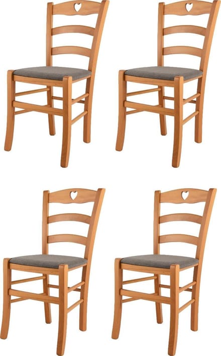 Tommychairs Cuore - Eetkamerstoelen - Set van 4 - Bruin - Stof en Hout