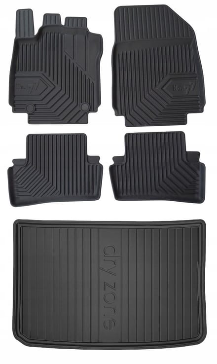Frogum Renault Clio 4 Hatchback 2012-2020 - Mattenset & Kofferbakmat - 5-deurs - TPE - 5 cm Rand - Set 77 + DryZone