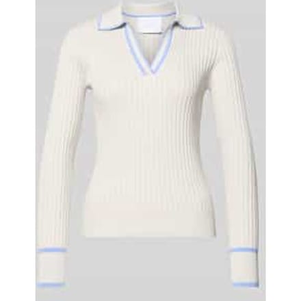 Geribd shirt met lange mouwen met V-hals - curated by Tinvcb