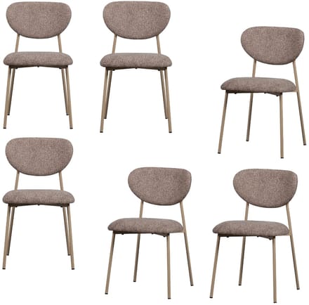 WOOOD Valor Eetkamerstoelen - Polyester - Zand- Set van 6