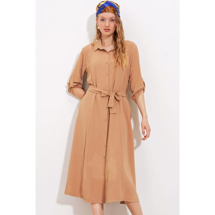 Textured Midi-jurk met Strik