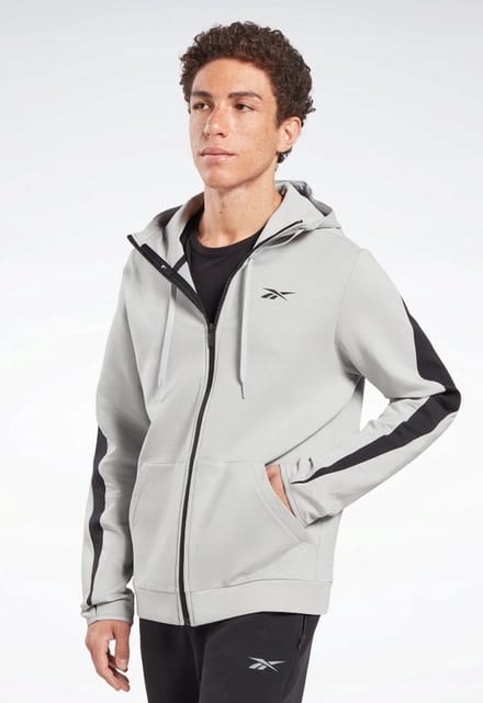 Reebok - Herensweater met Capuchon - Grijs - Lange Mouw - Logo - Maat L