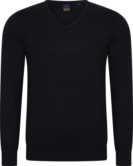 Mario Russo V-Hals Pullover - Trui Heren - Sweater Heren - Zwart - XL