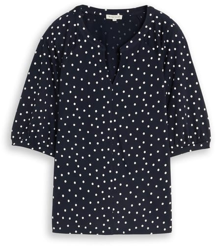 Tom Tailor - T-shirt met stippenpatroon - Maat XS - navy white small dot design